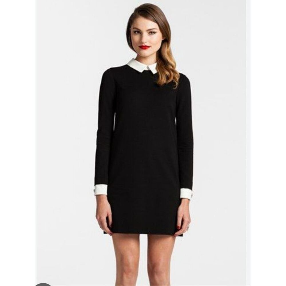 Cynthia Steffe Black Shift Dress with White Pointed Collar and Cuffs